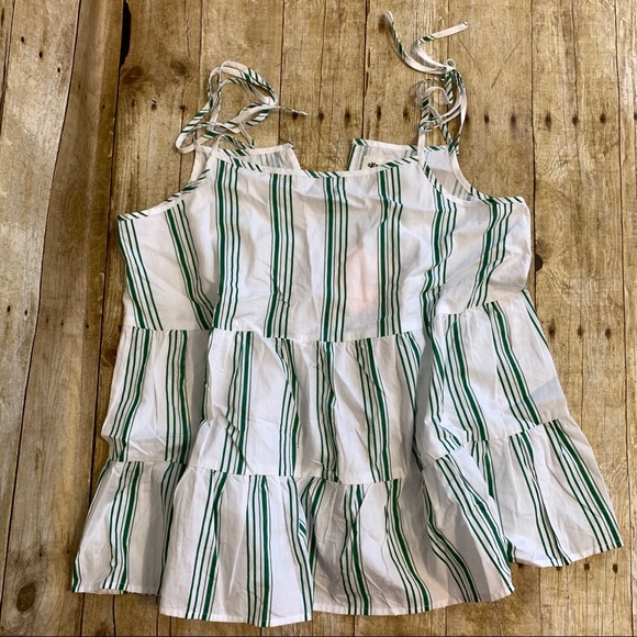 After Market Smocked Tank Top Green & White Sz L - Picture 1 of 3